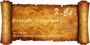 Kostyál Csongor névjegykártya